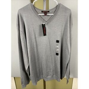 Wool Sweater Linea Uomo Classic Fit V Neck Wool Blend Mens XXL Gray NWT.‎
